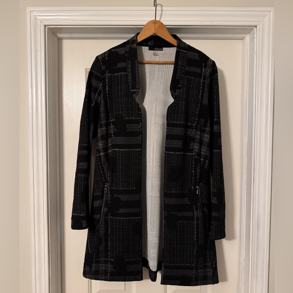 Renuar Black and Gray Patterned Blazer